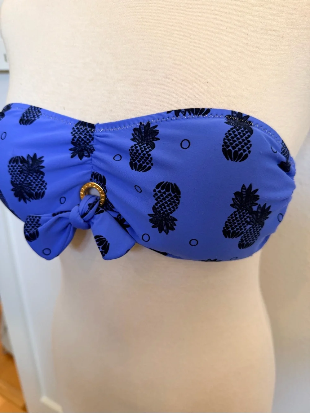 Salinas Blue Pineapple Bandeau Bikini Set Size 42/L NWT